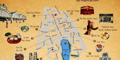 Карта вуліц старога квартала ханоя